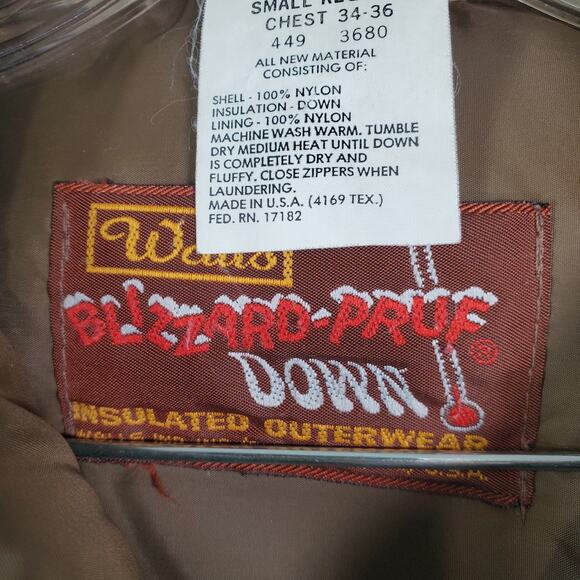 Vtg 80s Walls Blizzard Pruf Down Insulated Beige Puffer Coat Jacket Sz Small Men - Picture 5 of 12